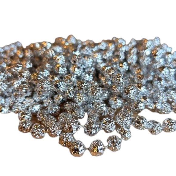 Vintage Christmas Holiday Silver Tone Round Plastic Beaded Garland 3 Sets - Picture 2 of 6